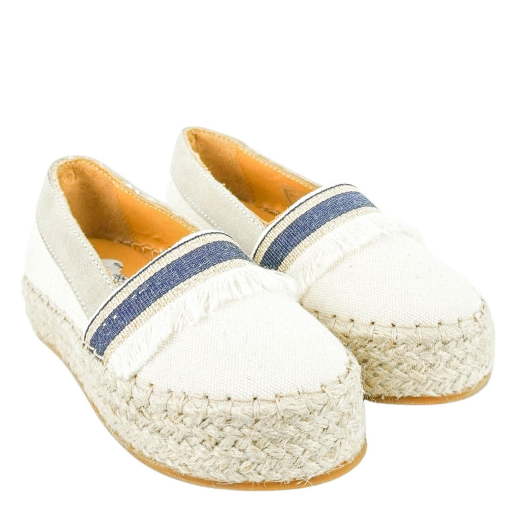 Eleventy Women's Espadrilles in Cream and Blue